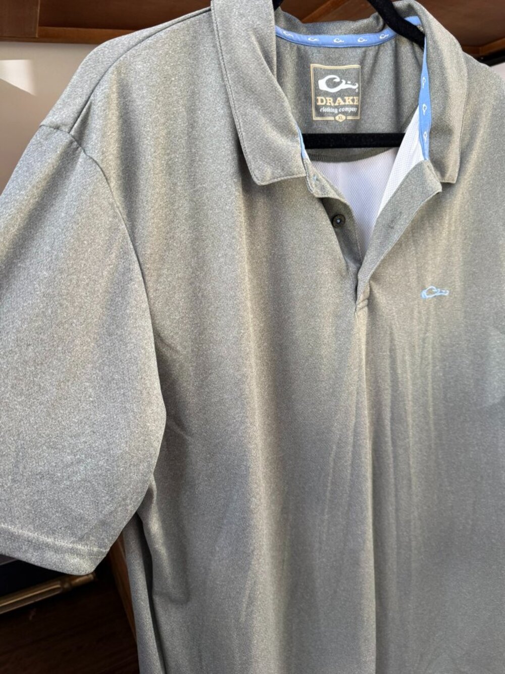 Drake Clothing Company Performance Polo Shirt XL Gray Short Sleeve Golf Fishing - Picture 4 of 5